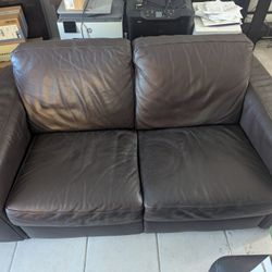Brown Leather Love Seat