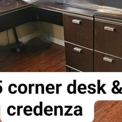Corner Desk and Credenza File Cabinet 