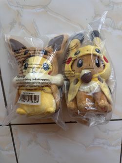 Eevee & Pikachu Poncho Cape Plushie Set Pokemon Center Exclusives