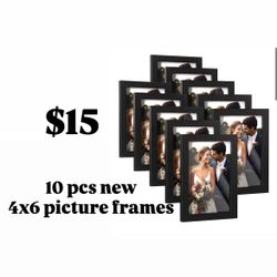 HappyHapi 4x6 Picture Frames Set of 10, Tabletop or Wall Display Pictures 3.5x5 with Mat or 4x6 Without, Multi Photo Frames Collage (Black