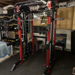PRO SERIES Ultimate 3-1 Half Rack Functional Trainer w/Smith Machine Bar | 400lb Stack | Gym Equipment | Fitness | Commercial | Squat Rack 