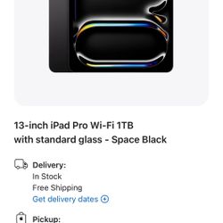 13-inch iPad Pro Wi‑Fi 1TB with standard glass - Space Black