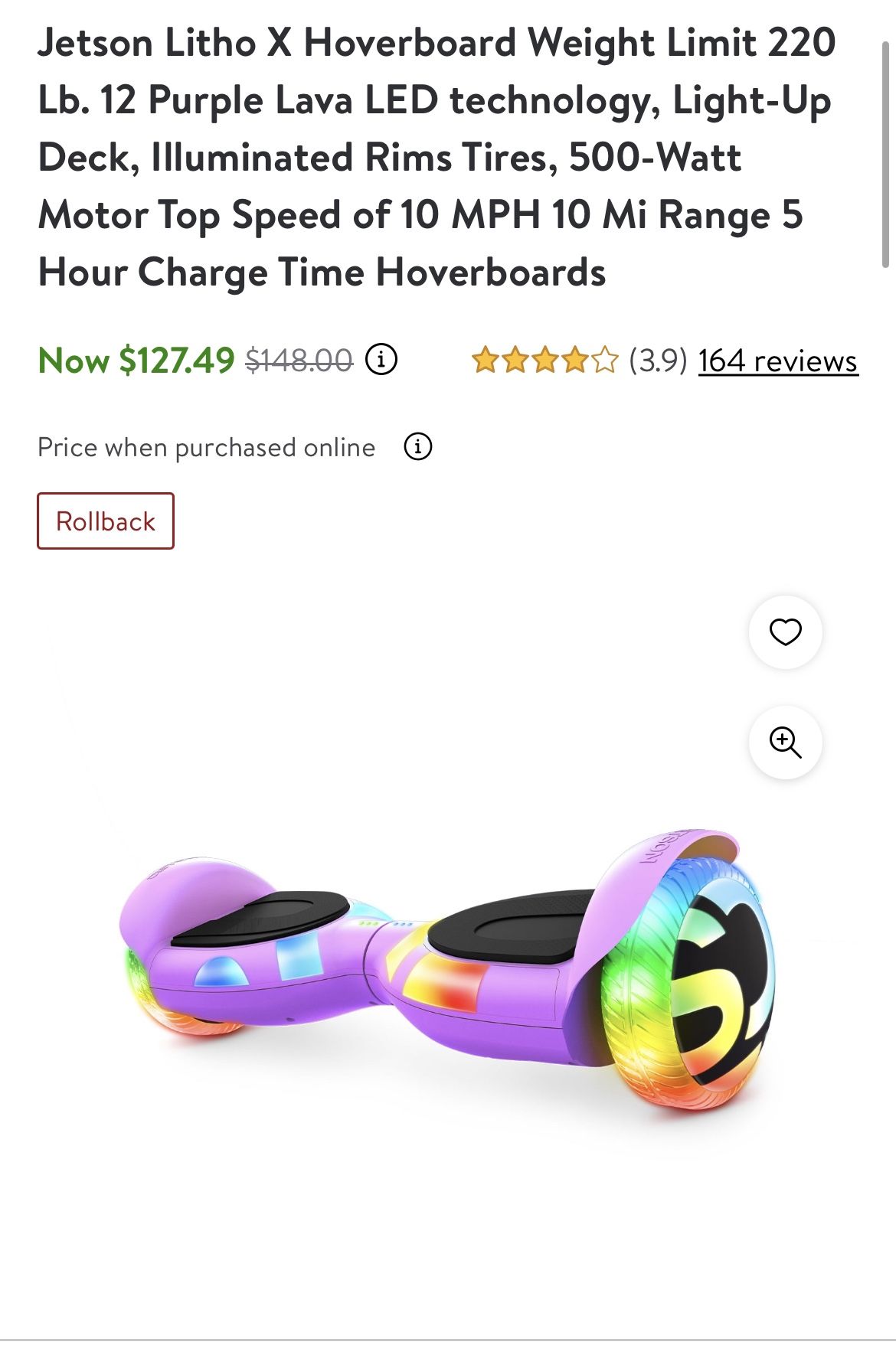 *Brand New*Jetson Litho X Hoverboard Weight Limit 220 Lb.