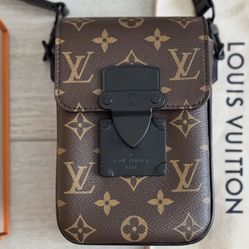 LOUIS VUITTON S-Lock Vertical Monogram Macassar Crossbody Bag
