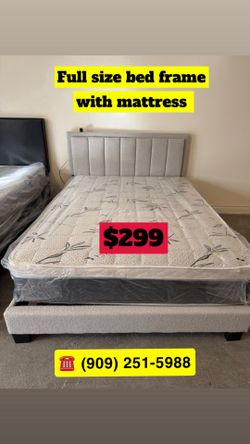 Full size bed frame with pillow top mattress included