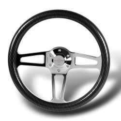 W-Power 350MM Carbon Fiber Painted Grain 6-Hole Chrome Spoke 14" Steering Wheel -(3-SW-8981-CF-CH