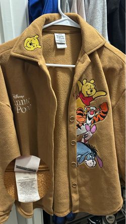 Disney Winnie the Pooh gang embroidered fleece button up shirt jacket
