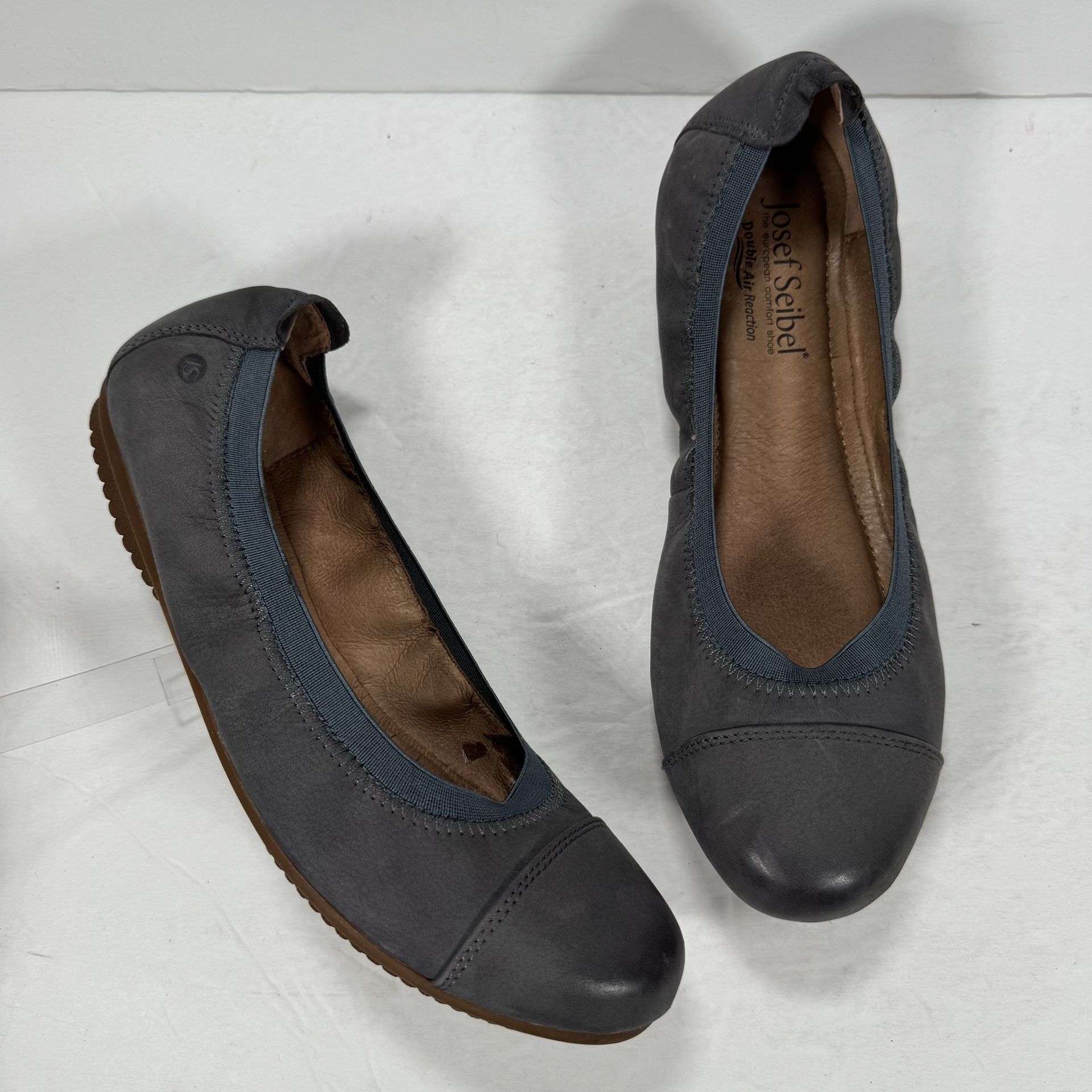 Josef Seibel Pippa Gray Leather Ballet Flats Comfort Shoes Women Size 8.5