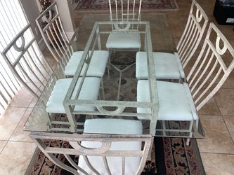 DINING ROOM GLASS TABLE & SIX CHAIRS BY KESSLER!!!