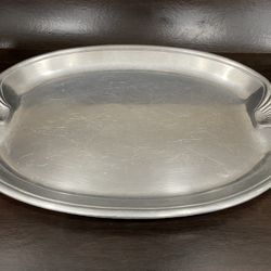 Vintage  The Wilton Co  Pewter Oval Platter With Scallop Sea She’ll Handles