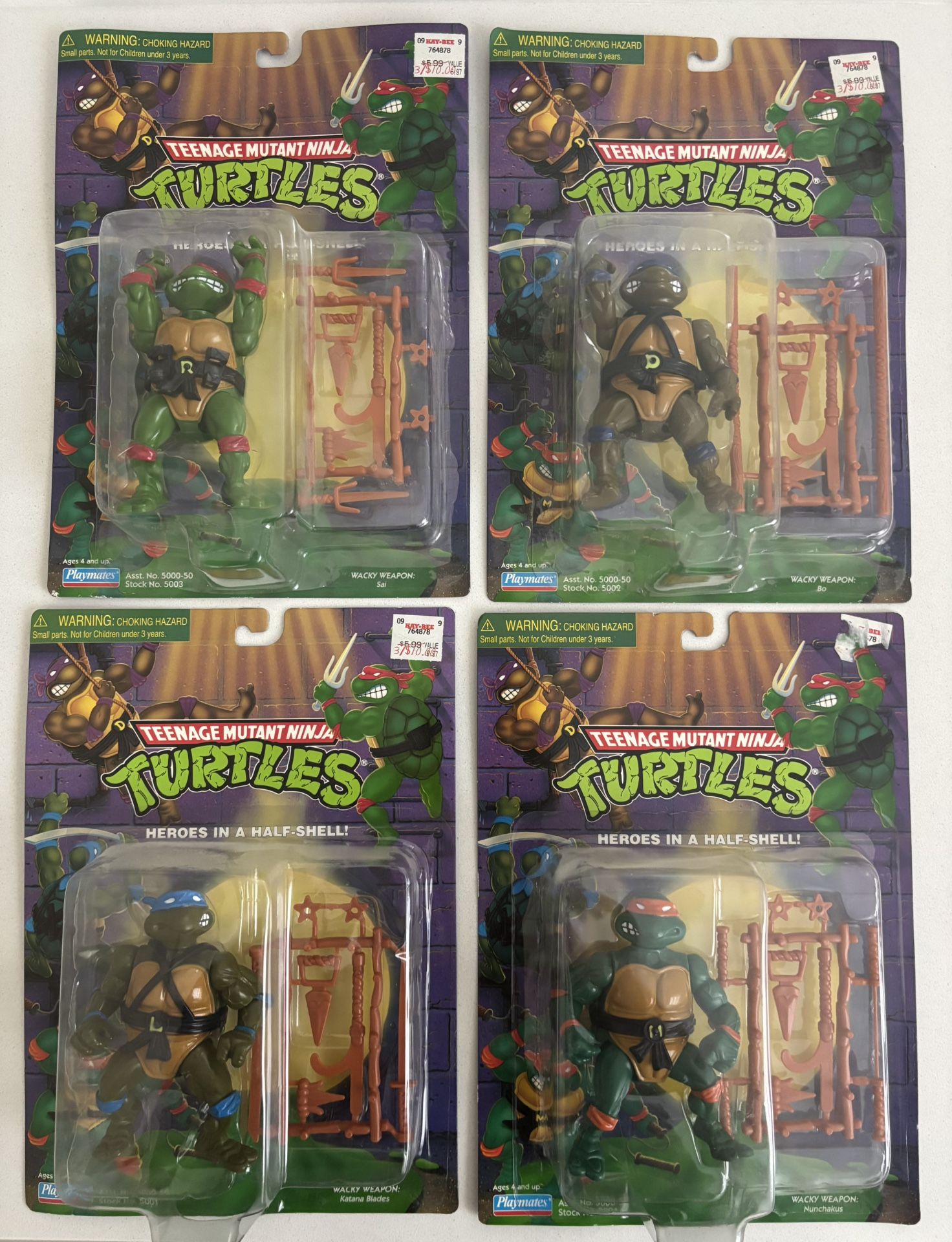 Teenage Mutant Ninja Turtles TMNT Raphael, Donatello, Leonardo, Michaelangelo Playmates 1998