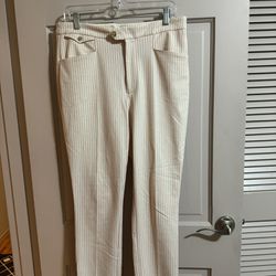Anthropologie Essential Slim Pinstripe Pants Size 10 - Loose Button 