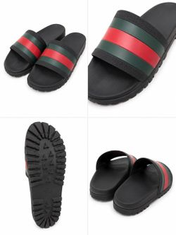Authentic Gucci red/green/black Web Slides Size 11