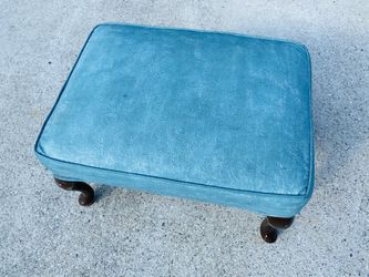 Gorgeous turquoise blue bench or footstool! Leather! Rare Find!