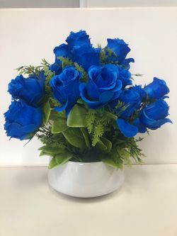 Blue artificial flowers
