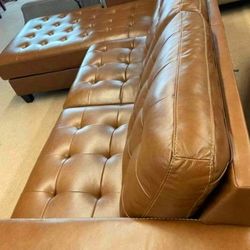 [OM] 🟪 Only $45 initial then take it home 🏡 Brand new Baskove Real Leather 2 Piece Sectional With Chaise 