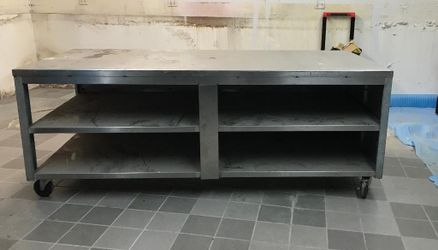 Stainless Steel Rolling Table With Shelves