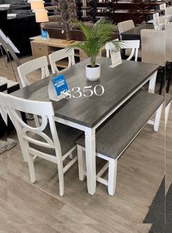 6-pc dining table set with bench