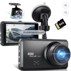 S7 2.5K Dash Cam Front and Rear,64G SD Card,1600P+1080P FHD Dual Dash Camera for Cars,176°+160° Wide Angle,3.2'' IPS Screen Dashcam,G-Sensor,Loop Reco