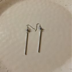 Bar Dainty Vertical Earrings Silver