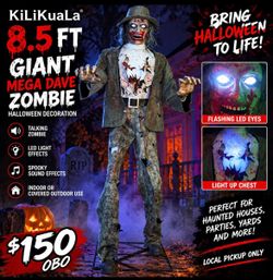 KiLiKuaLa 8.5FT Giant Talking Mega Dave Zombie Halloween Decoration