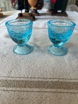 Longaberger Set of Two Blue Glass Egg Cups