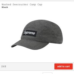 Supreme Washed Seersucker Camp Cap Black