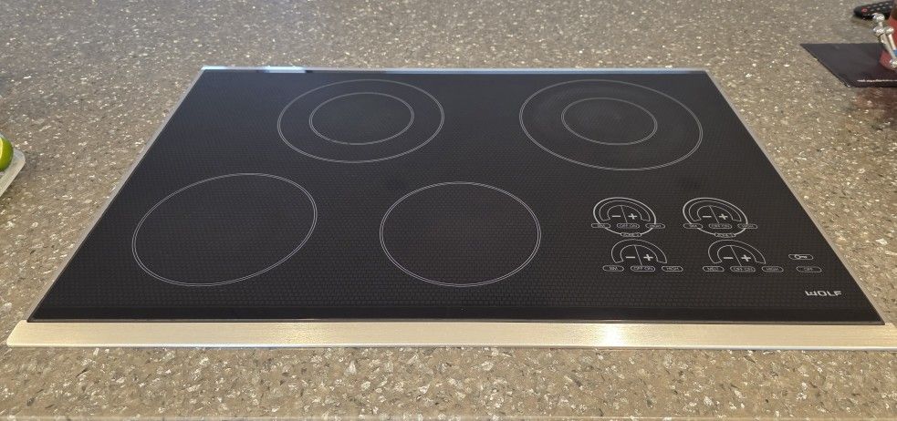 Wolf CT30ES Electric Cooktop Black With Stainless Steel Trim 4 Burner