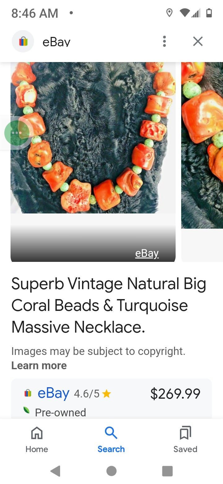 Ventage Chunk Coral And Turquoise