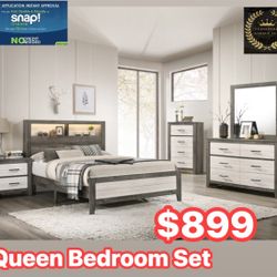 Queen Bedroom Set With LED Lights 