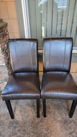 Brown leather chairs