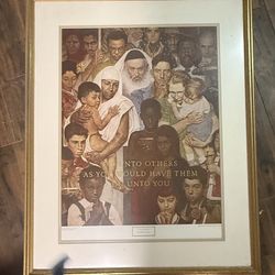 Framed Norman Rockwell Print Golden Rule