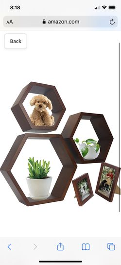 Hexagon Floating Shelves 5Pcs Wall Mounted Set Honeycomb Floating Shelves,  Thumbnail