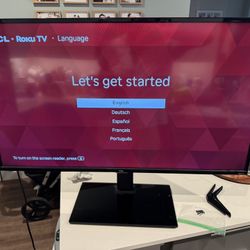 40” TCL Roku TV, Remote, Stand and OEM feet