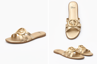 Dior Style Gold Sandals – Elegant Summer Shoes