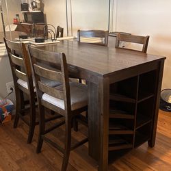 Rokane Counter Height Dining Table and 4 Barstools Set