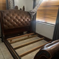 Queen Size Leather Bed, With Two Small Dressers, Large Armoire $700 For All