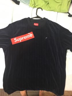 Supreme size large velour crewneck navy