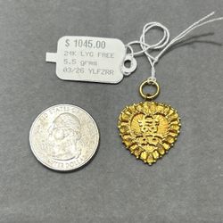 24k Lucky Heart Pendant 