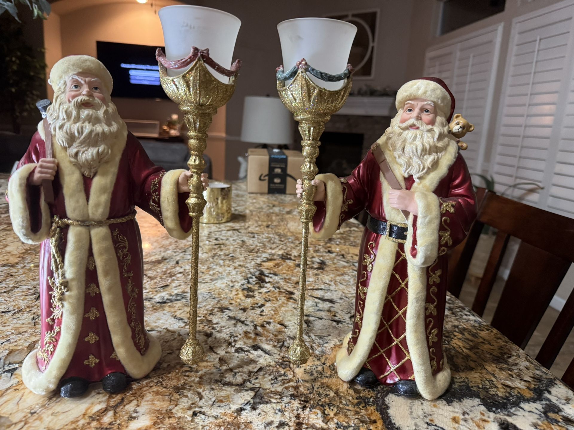Pair Of Santa Candleholders