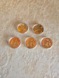 Gold Buffalo Indian Head Coins Set of 5