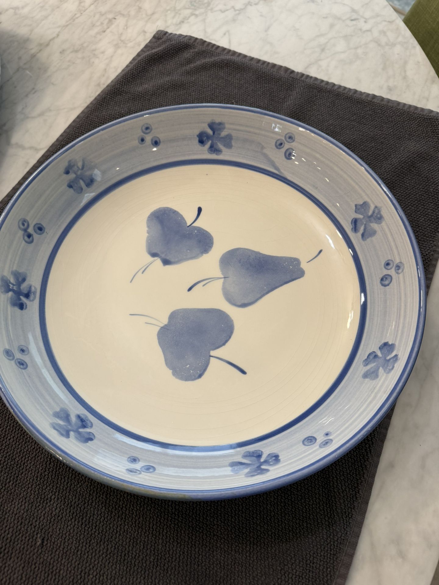Large Ceramic Blue Pear Platter