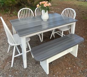 Dining Table 4 chairs and Bench