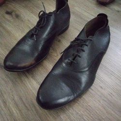 PRADA Mens Black Leather Cap Toe Oxford Shoes Size US 10