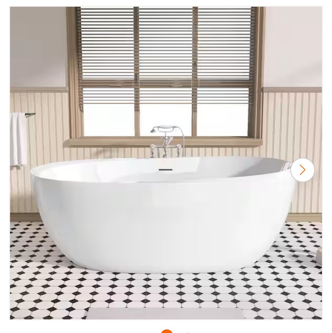 65 in. x 29.5 in. Acrylic Freestanding Flat Bottom Bathtub Soaking with Center Drain Free Standing Bathtub in White