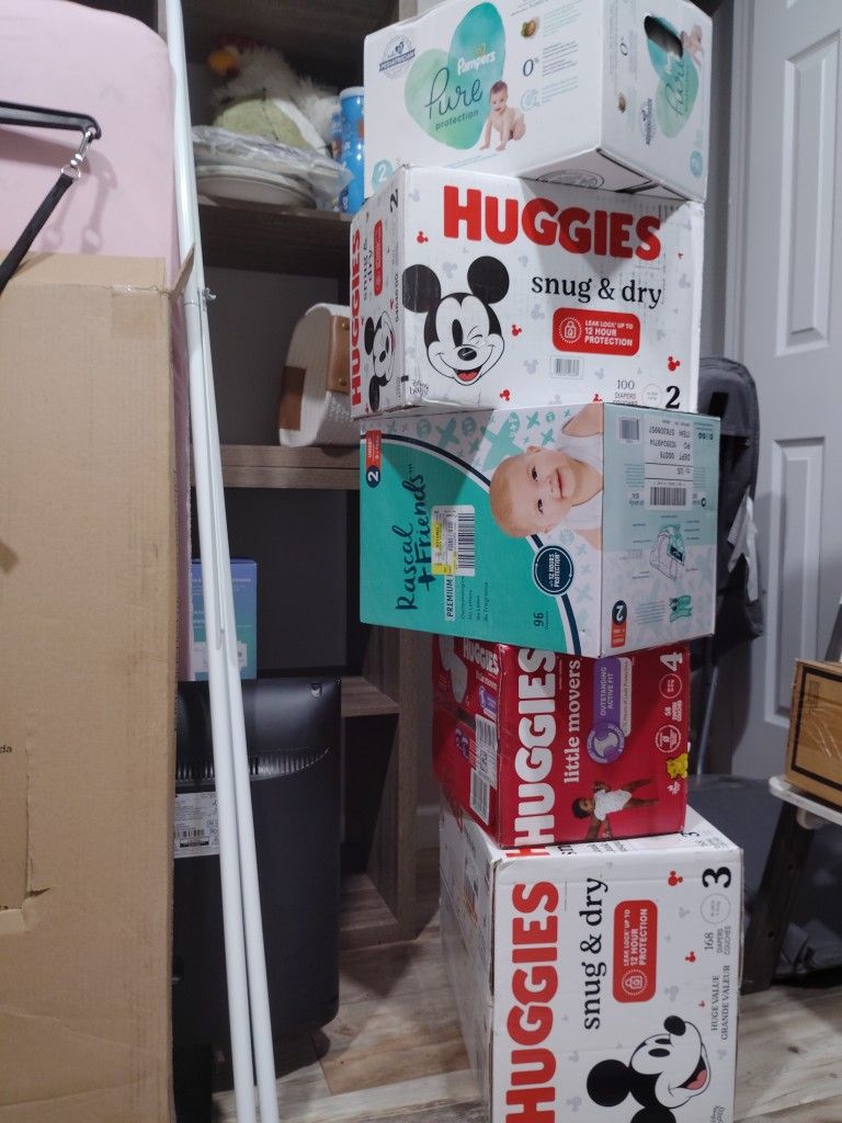 Diapers Multiple Sizes & Brands
