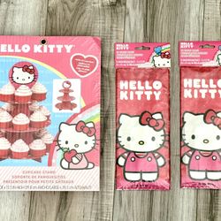 Hello kitty cupcake Tower And Treat Bags New In Package Party 