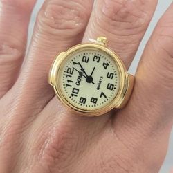 Gold Watch Quartz Unisex Men's Women's Ring Watch Band Gift