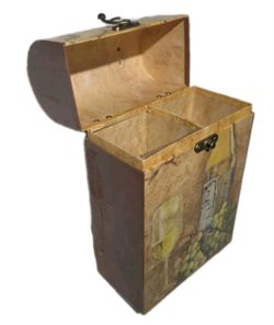 vintage hard case wine carrier, specifically designed to hold two bottles.