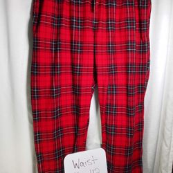 XXL Nautica Men's Pajama Pants RED BUFFALO Plaid Fleece Drawstring Sleepwear